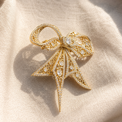 Bow CZ Brooch