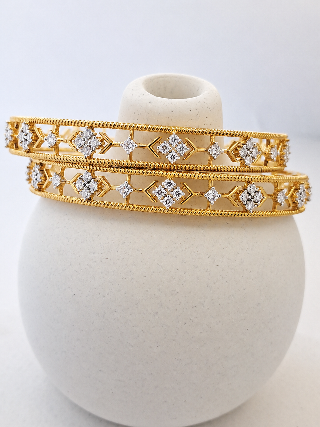 Geometric CZ Cutwork Bangles