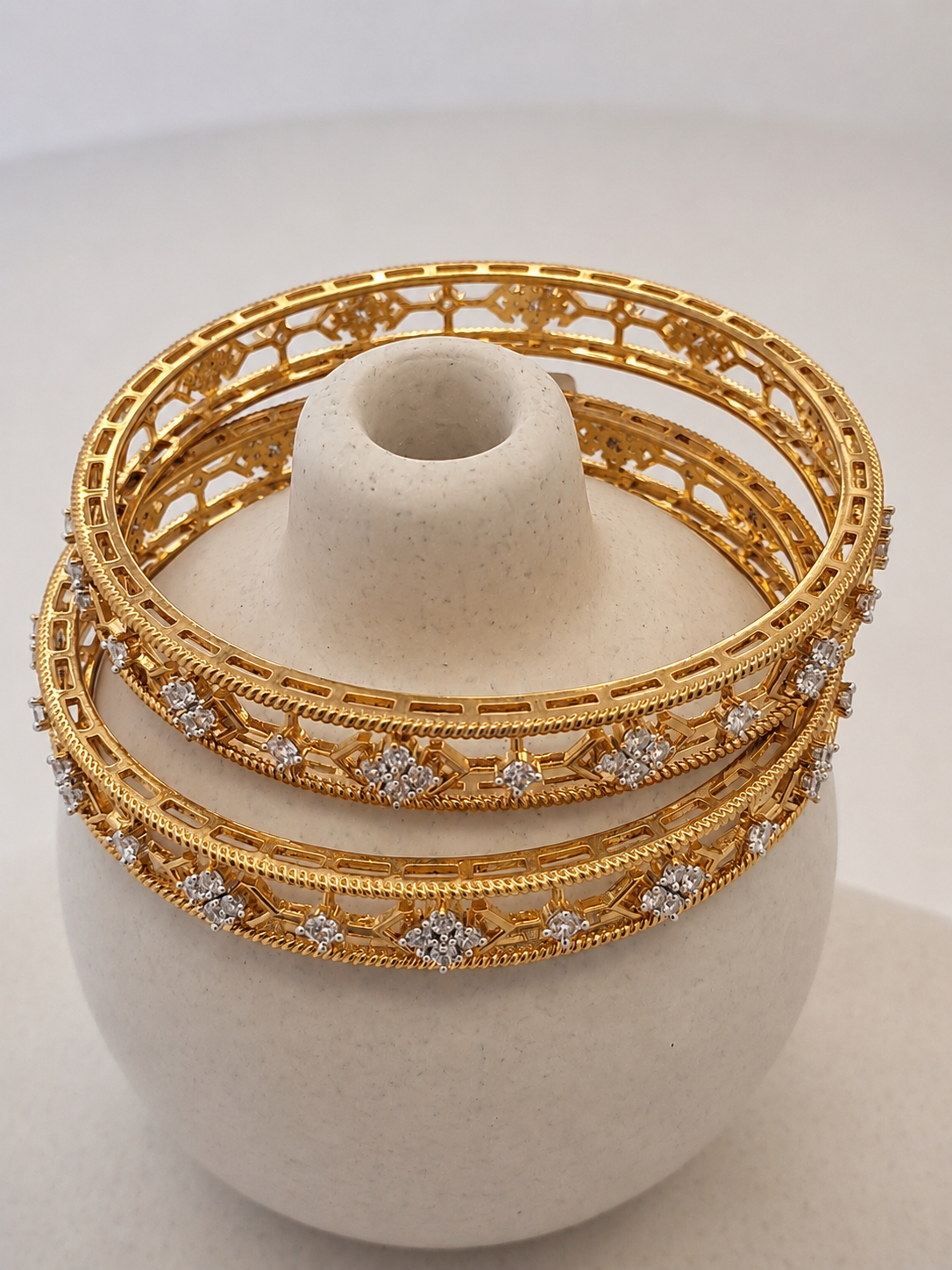 Geometric CZ Cutwork Bangles