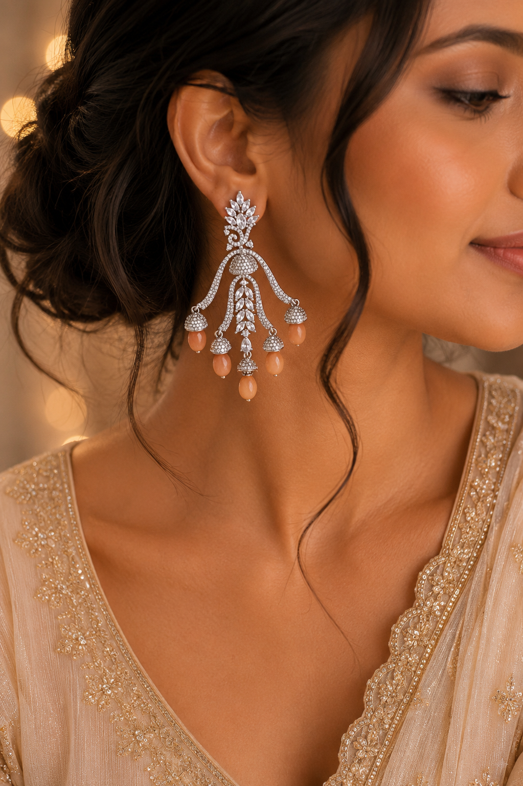 Regal Peach Chandbali