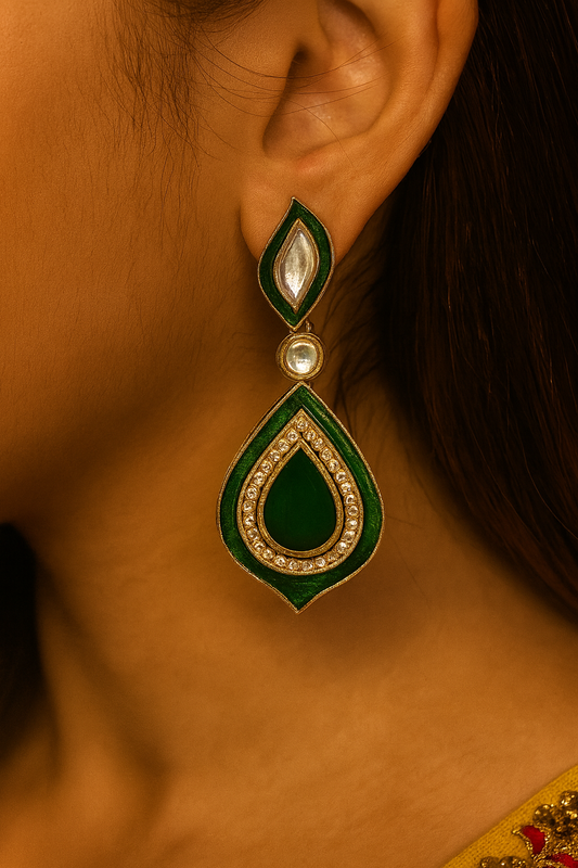 Emerald Meenakari Drops