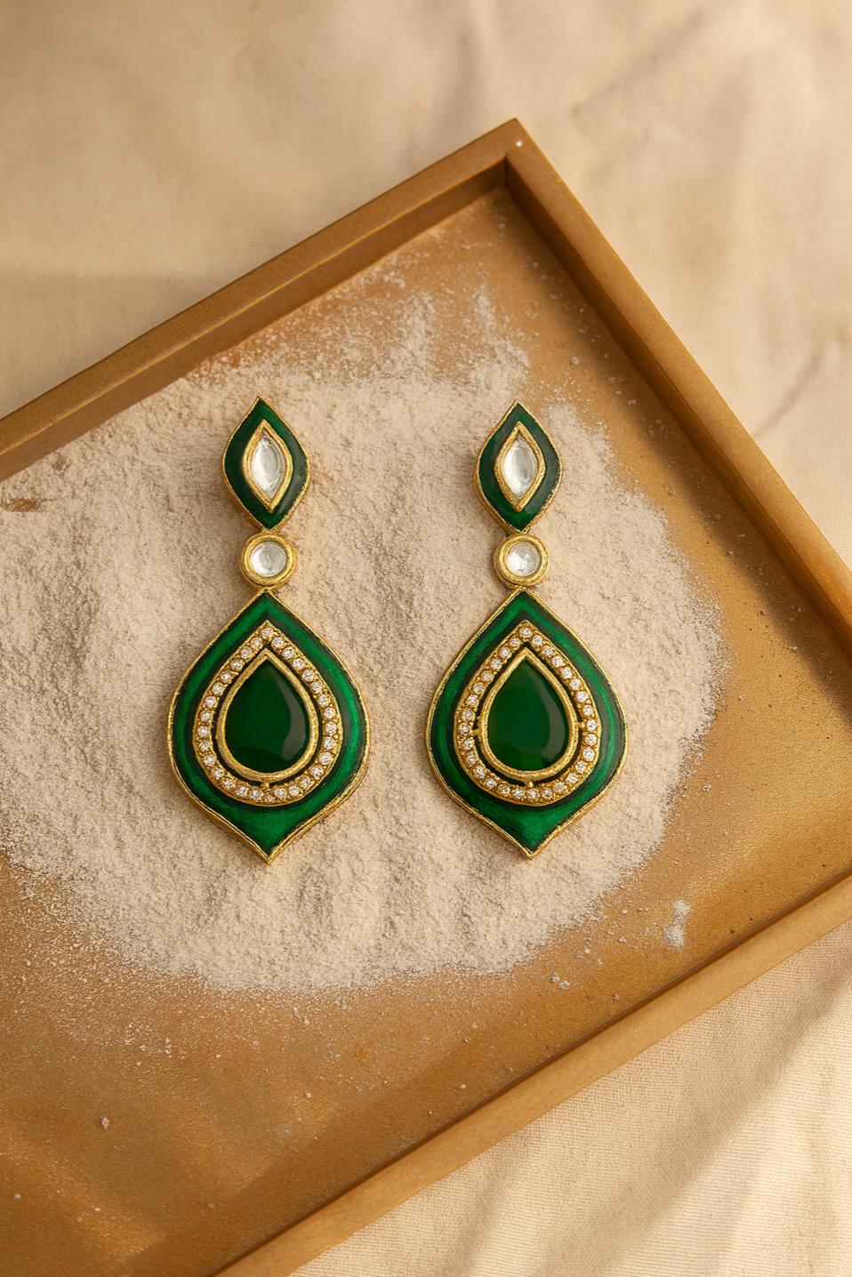 Emerald Meenakari Drops