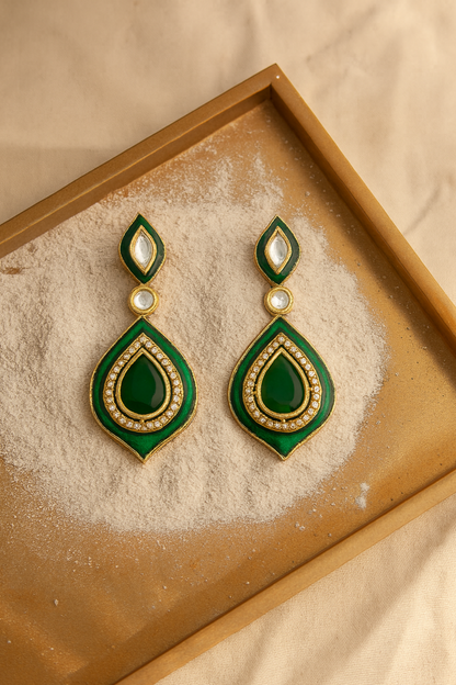 Emerald Meenakari Drops