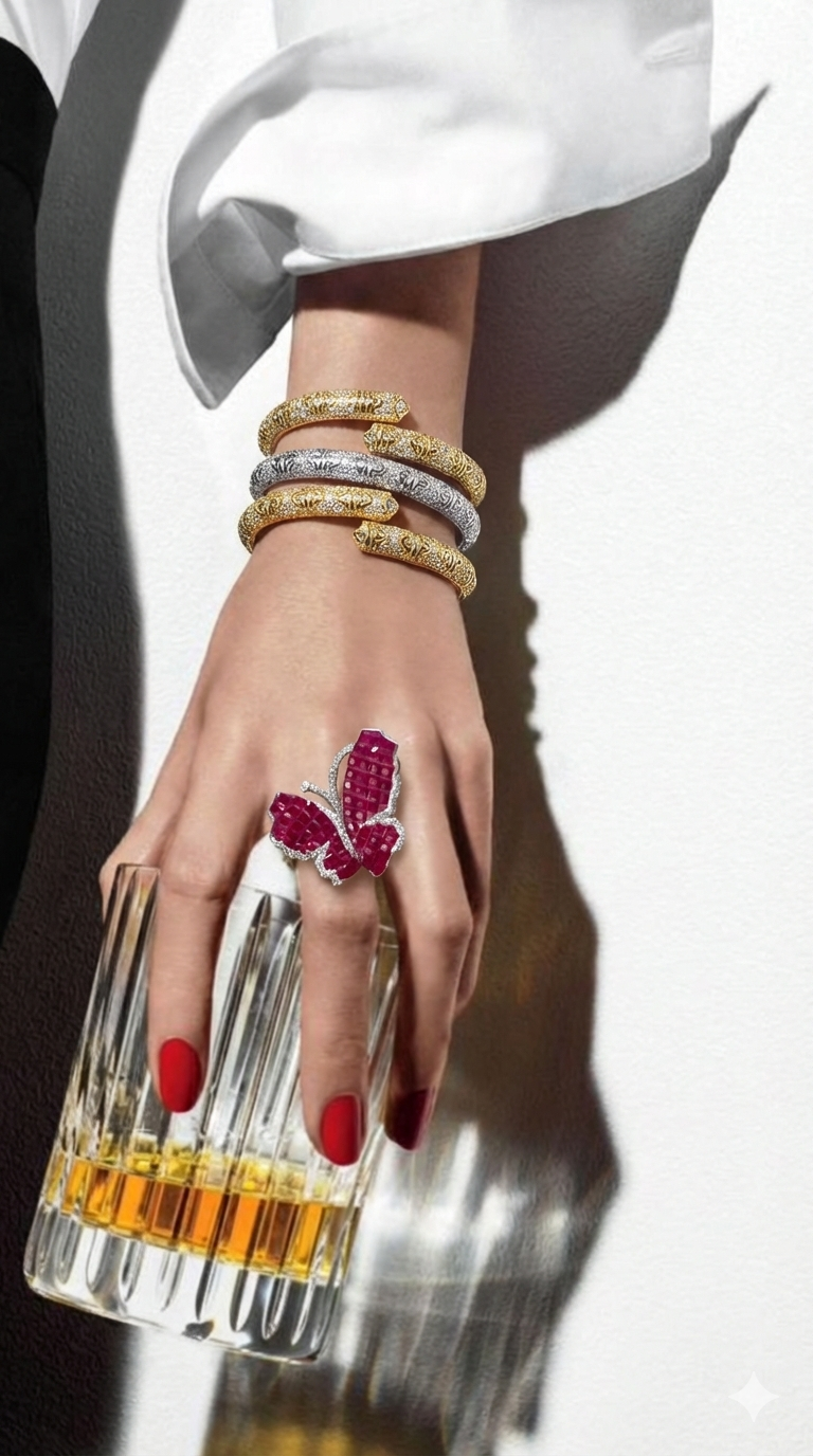 Ruby Butterfly Rings