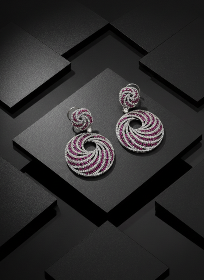 Ruby Swirl Earring