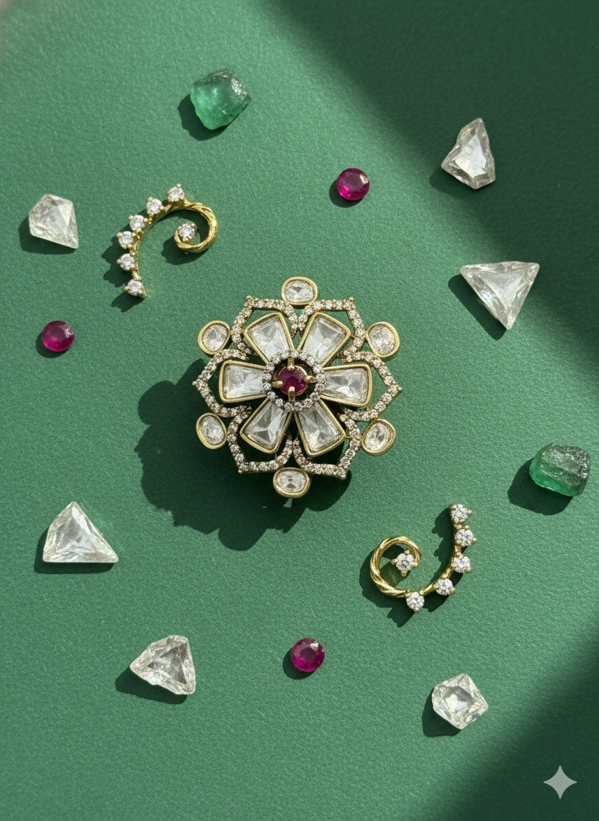 Floral Kundan Statement Ring