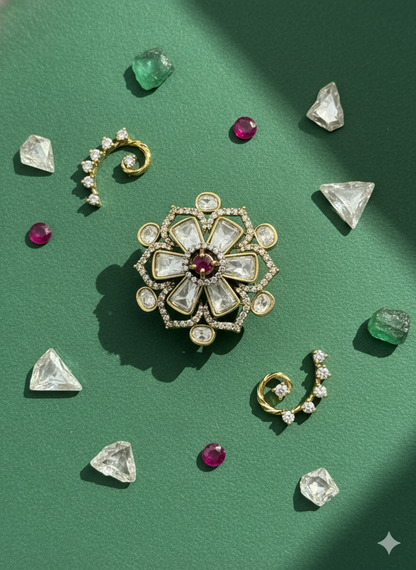 Floral Kundan Ring