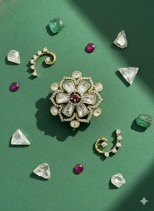 Floral Kundan Statement Ring