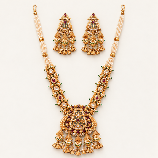 Antique Ghungroo Pearl Set jewellery product view