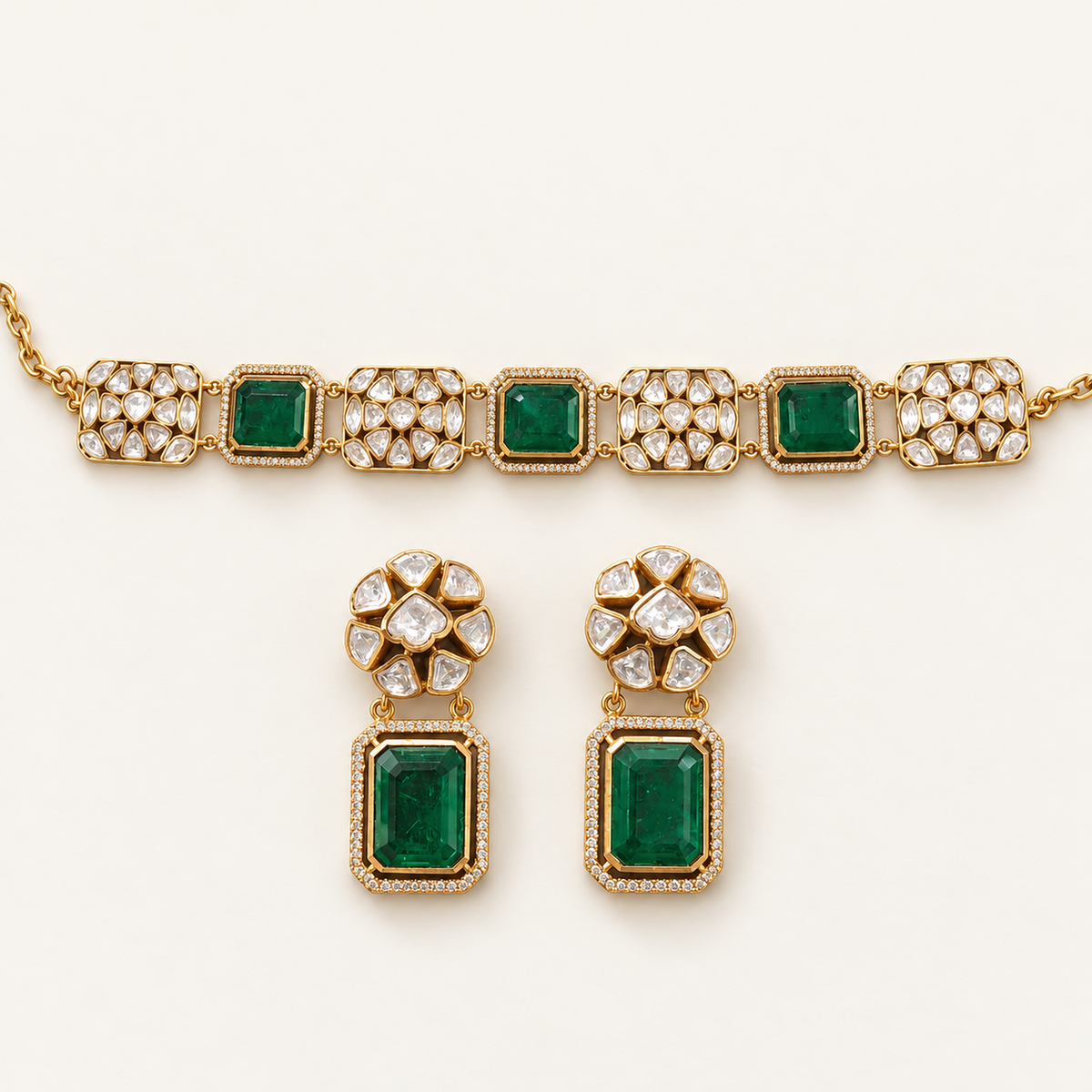 Green Aakriti Choker Set jewellery product view