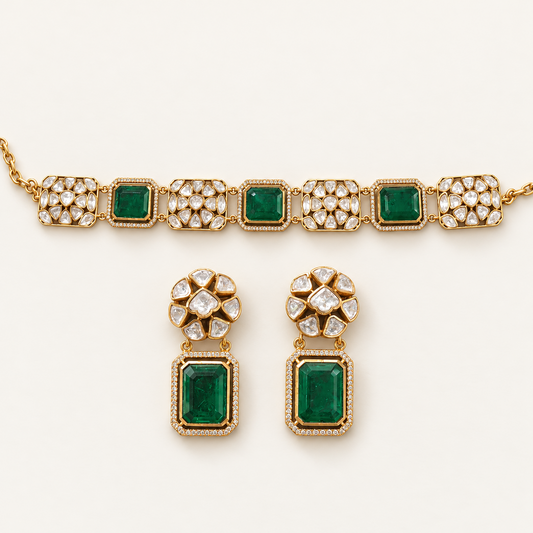 Green Aakriti Choker Set jewellery product view