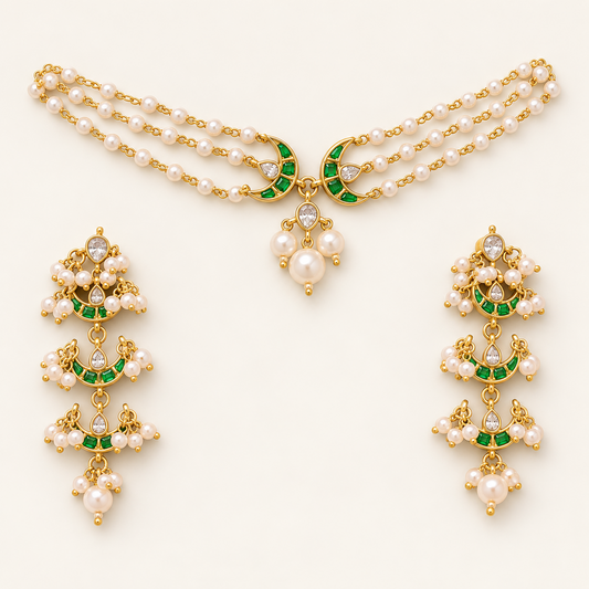 Green Chand Pearl Choker Set jewellery product view