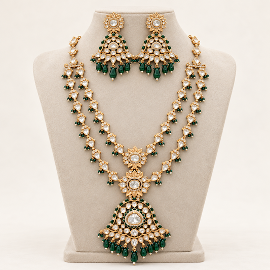 Green Chandrika Kundan Set jewellery product view
