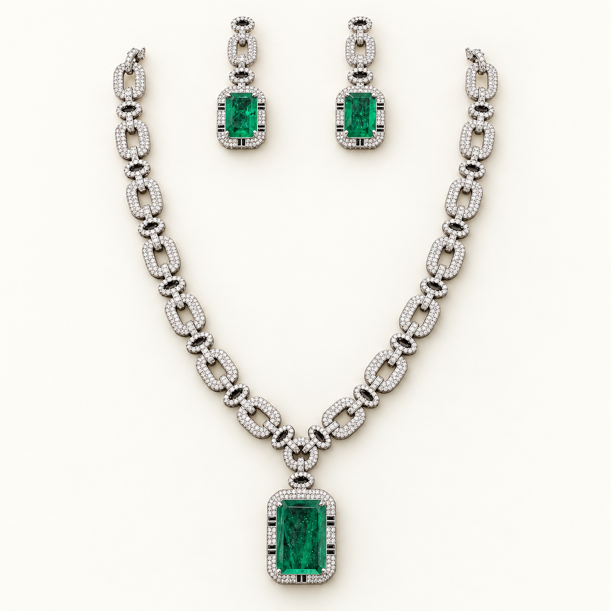 Green Panna Link Set jewellery product view