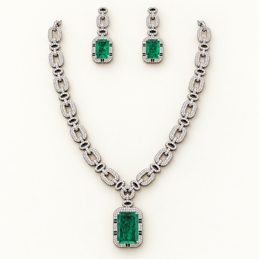 Green Panna Link Set jewellery product view
