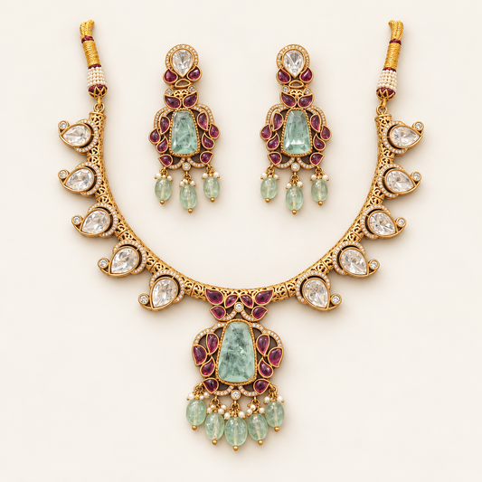 Mint Gulika Pendant Set jewellery product view