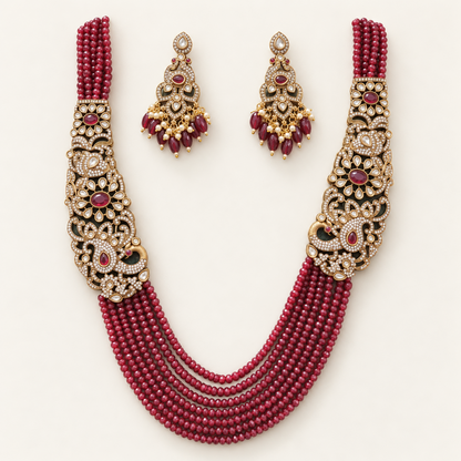 Crimson Mayura Bead Set jewellery product view
