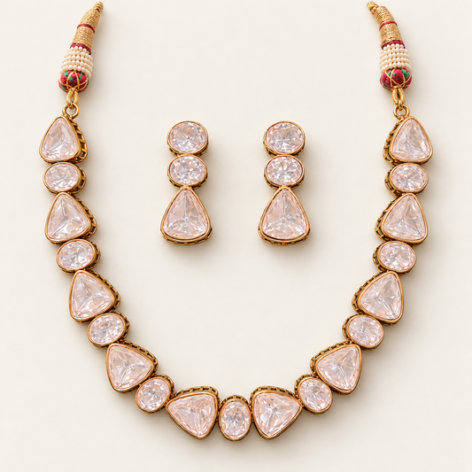 Blush Trikona Necklace Set jewellery product view