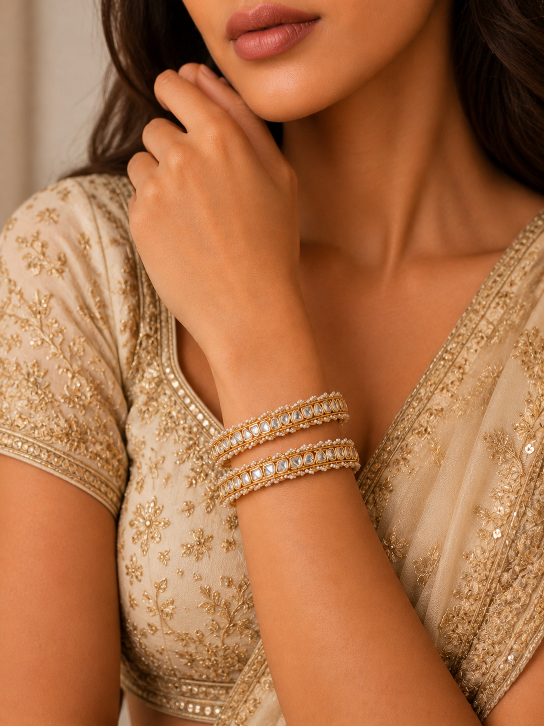Pearl Moissanite Bangles