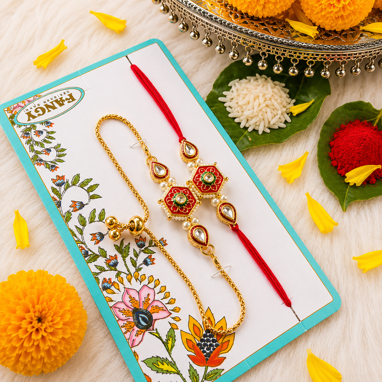 Aarohi Designer Rakhi Bracelet Set