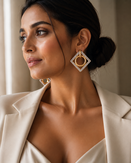 Aurora Geometric Crystal Statement Earrings