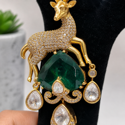 Emerald Stag Brooch