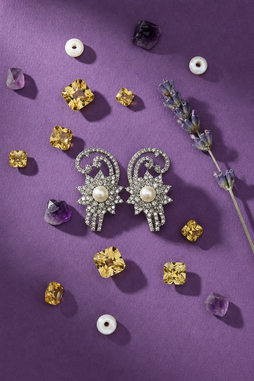 Pearl CZ Statement Earrings