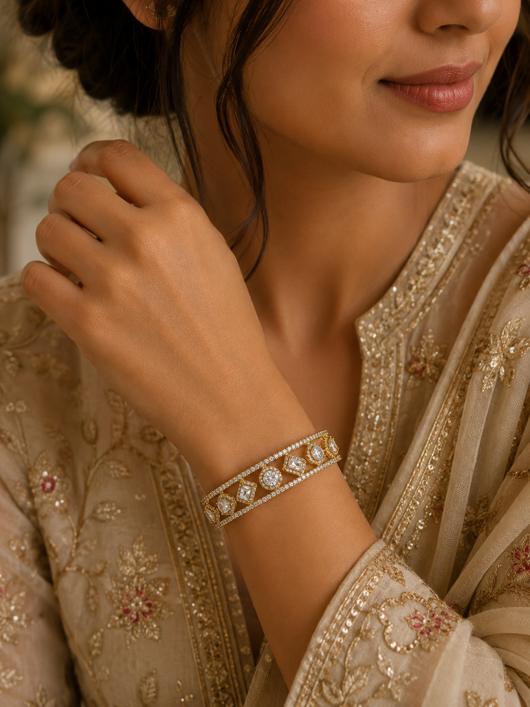 Classic Round & Emerald Cut Bangle