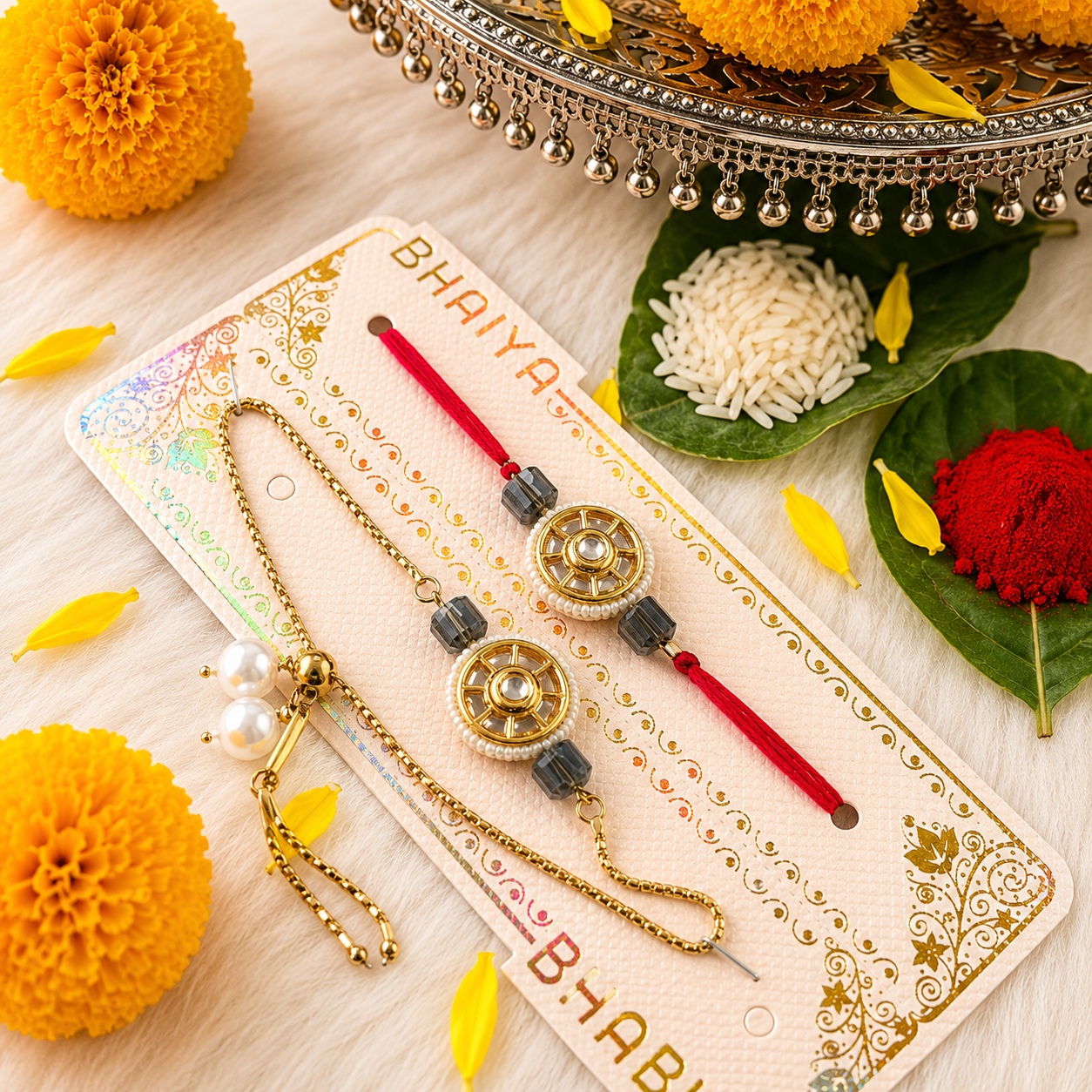 Aarav Designer Rakhi Bracelet Set