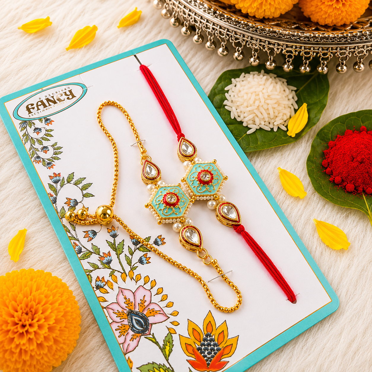 Aarohi Designer Rakhi Bracelet Set