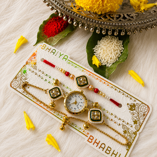 Watch Green Rakhi Set