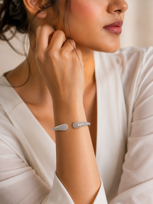 Silver CZ Open Cuff