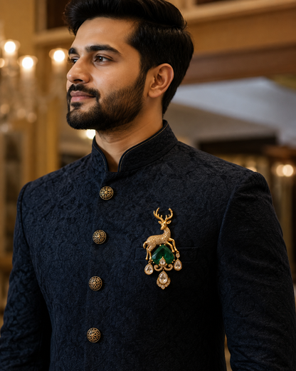 Emerald Stag Brooch