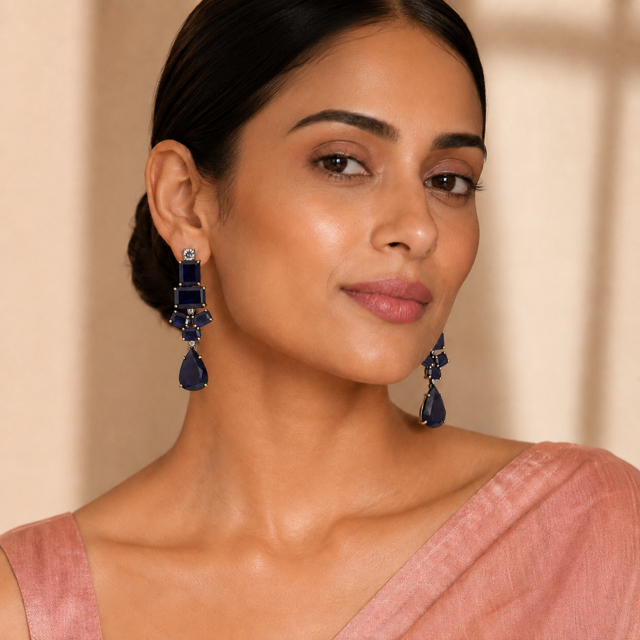 Seraphina Midnight Blue Statement Earrings