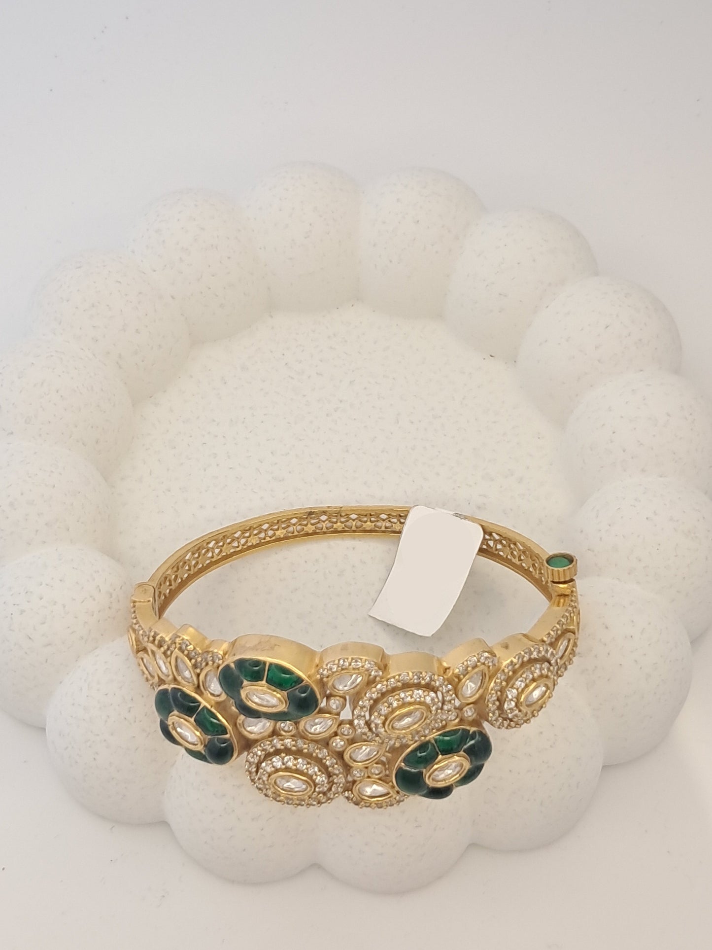 green kundan polki bracelet