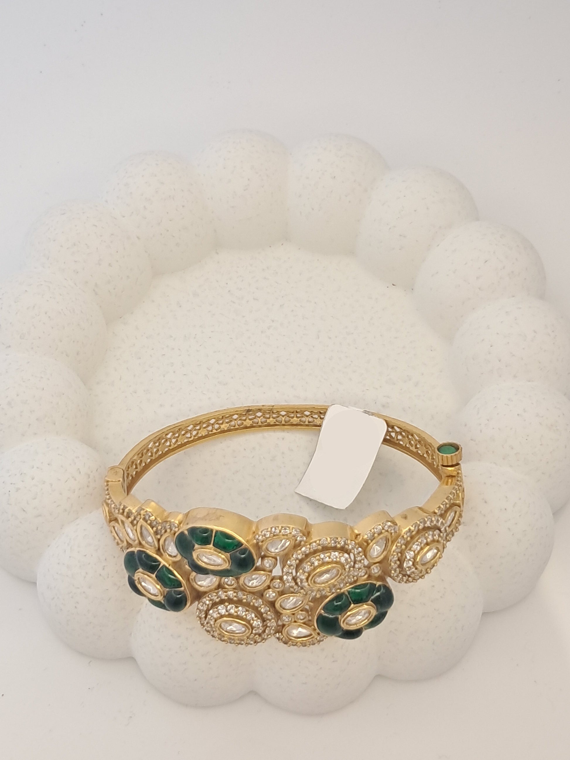 green kundan polki bracelet