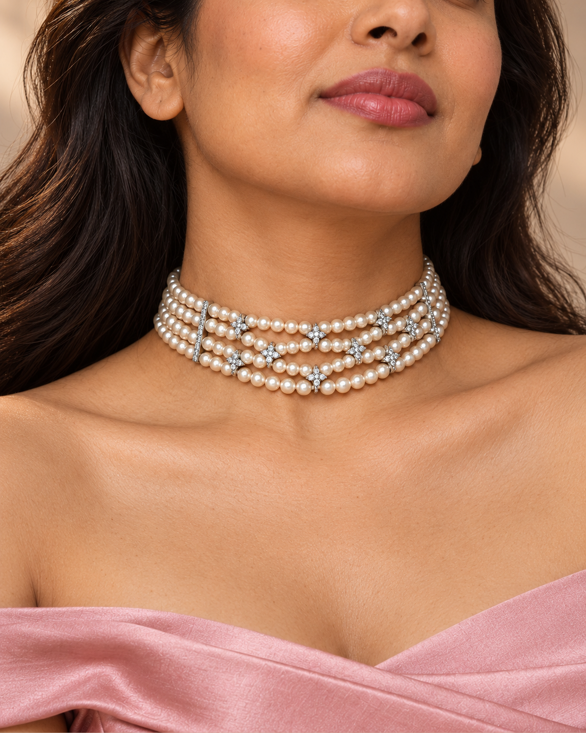 Kusum Pearl Choker worn by a model