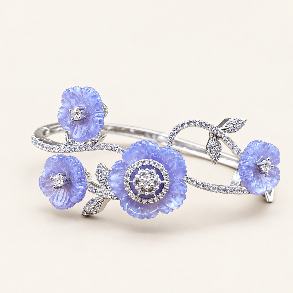 Lavender Bloom Cuff on an ivory background