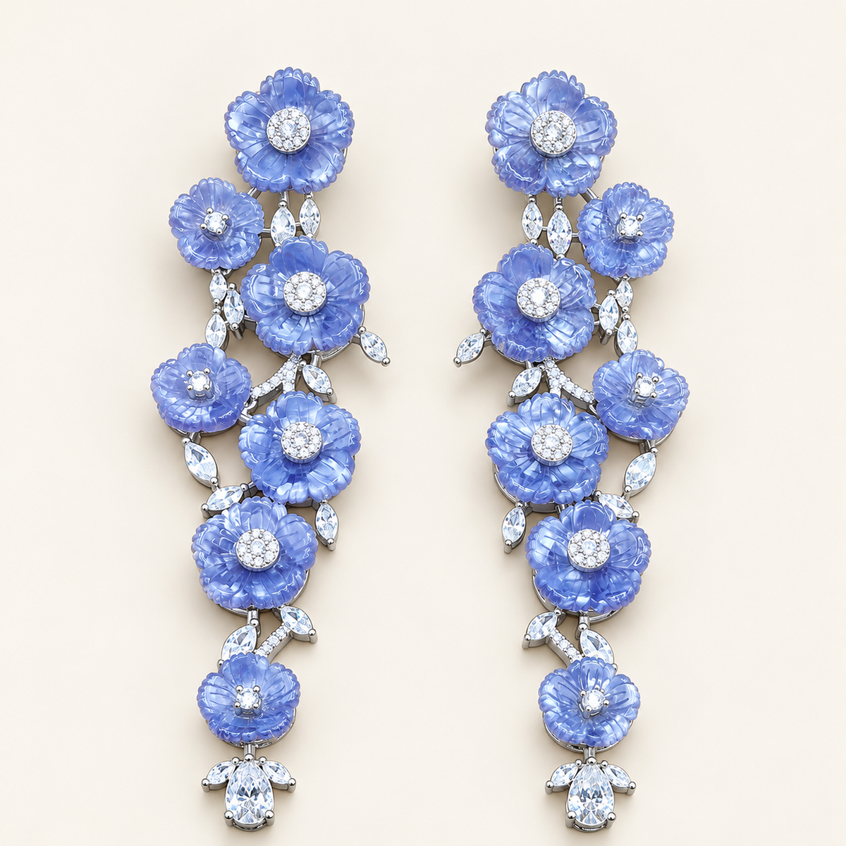 Lavender Cascade Earrings on an ivory background