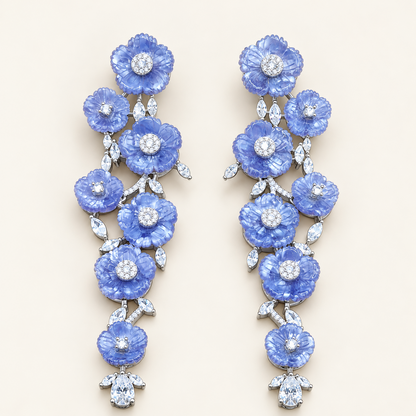 Lavender Cascade Earrings on an ivory background