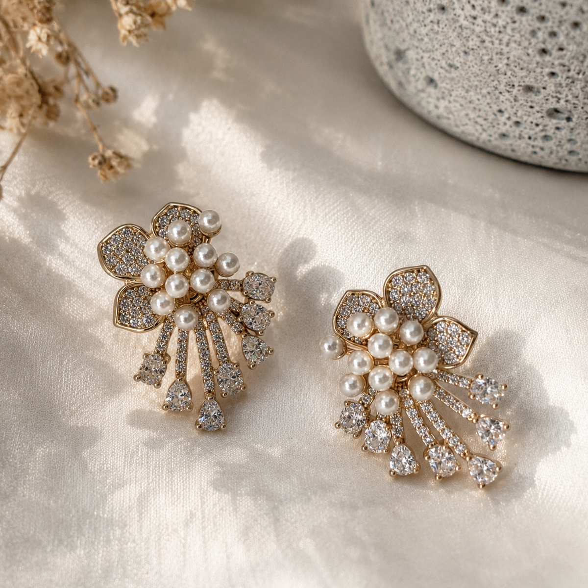 Pearl Kusum Spray Earrings product detail view