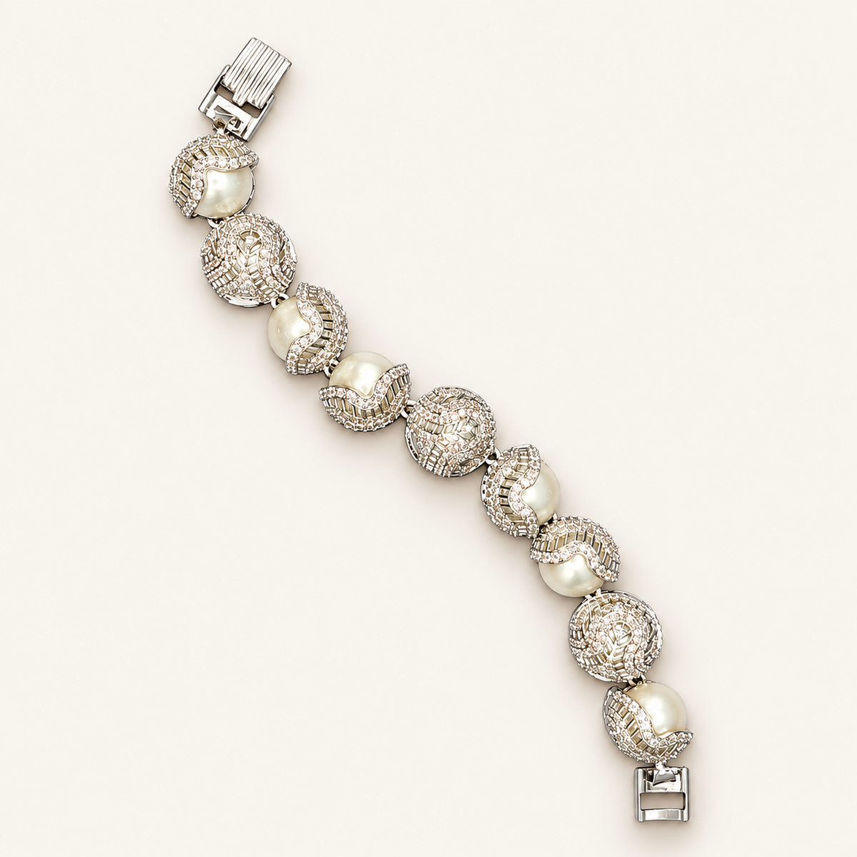Pearl Wave Bracelet on an ivory background