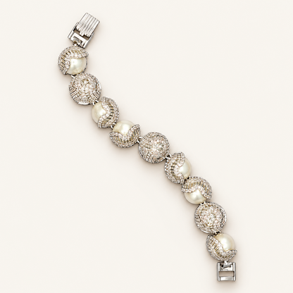 Pearl Wave Bracelet on an ivory background