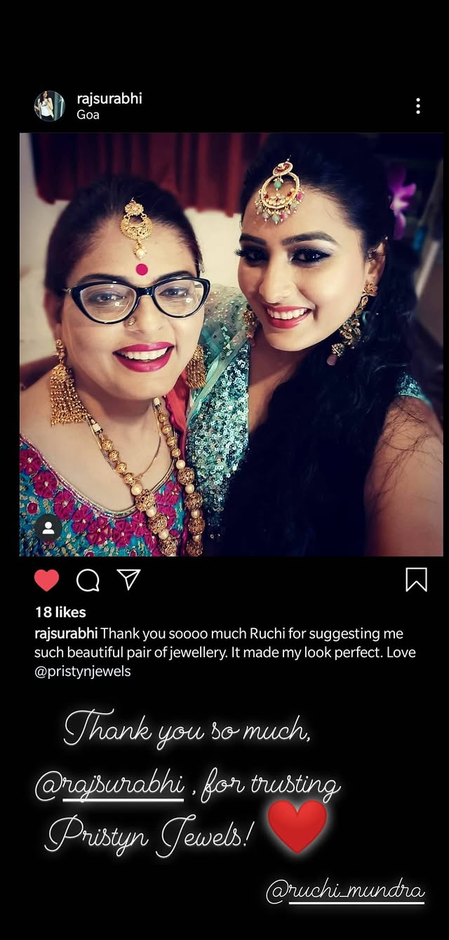 Customer wearing PRISTYN jewellery and sharing her appreciation