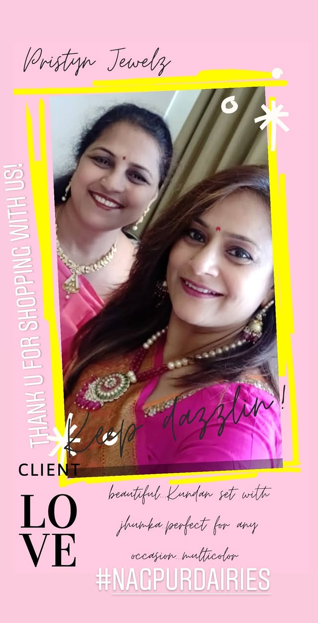 Customers wearing PRISTYN Kundan jewellery