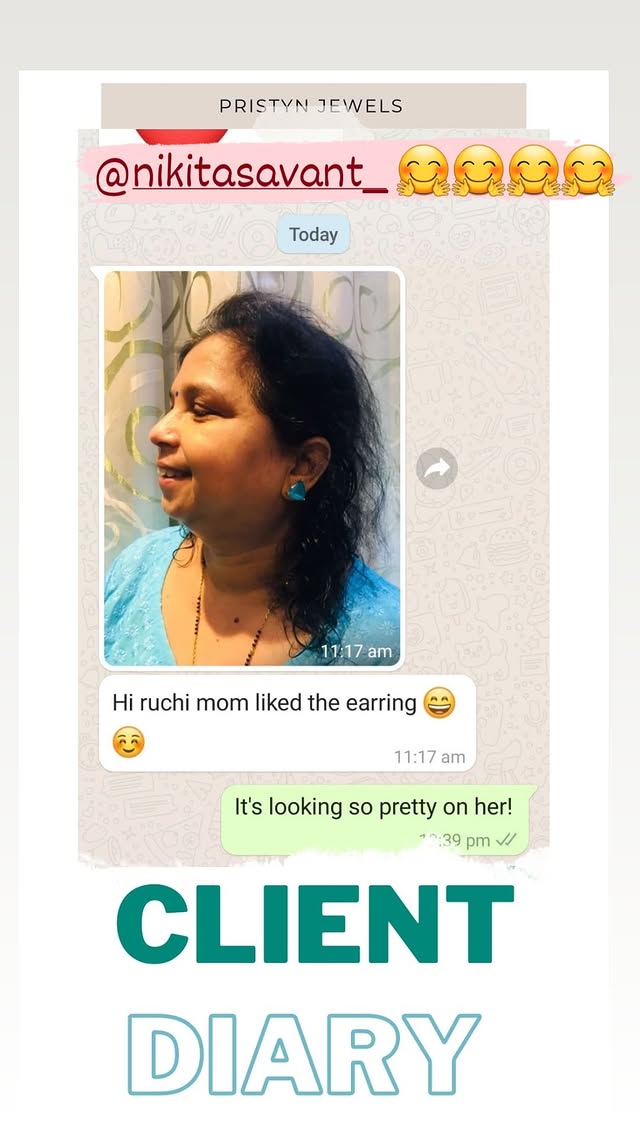 Original customer message appreciating PRISTYN earrings